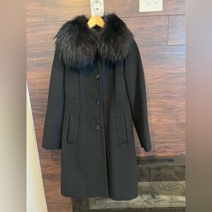 Vintage Anne Klein Angora/Wool Coat with Real Fur Collar